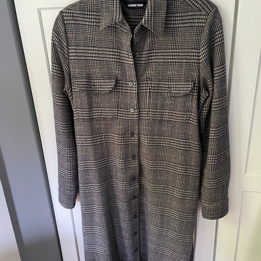 Dress - Lands' End Medium (10-12) Glen Plaid  (navy and brown)